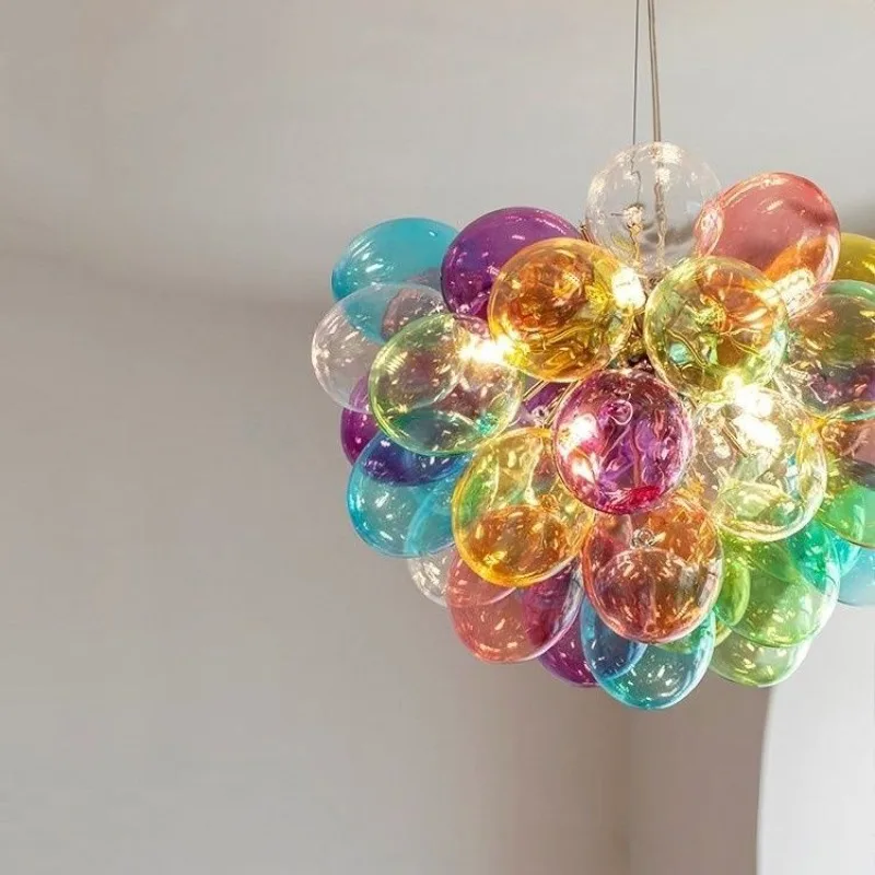 

Colorful Glass Balloon Bubble Light Creative Lamp for Kids Room Study Dining Room Bedroom Dopamine Lighting Lovely Cartoon Decor