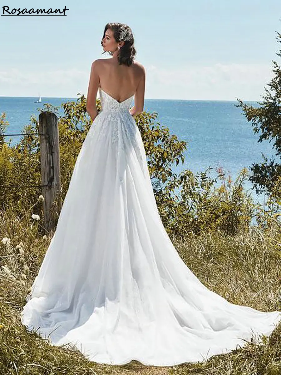 Новейшие свадебные платья трапециевидной формы без рукавов с оборками в форме сердца, кружевные свадебные платья в стиле кантри с иллюзией и аппликацией