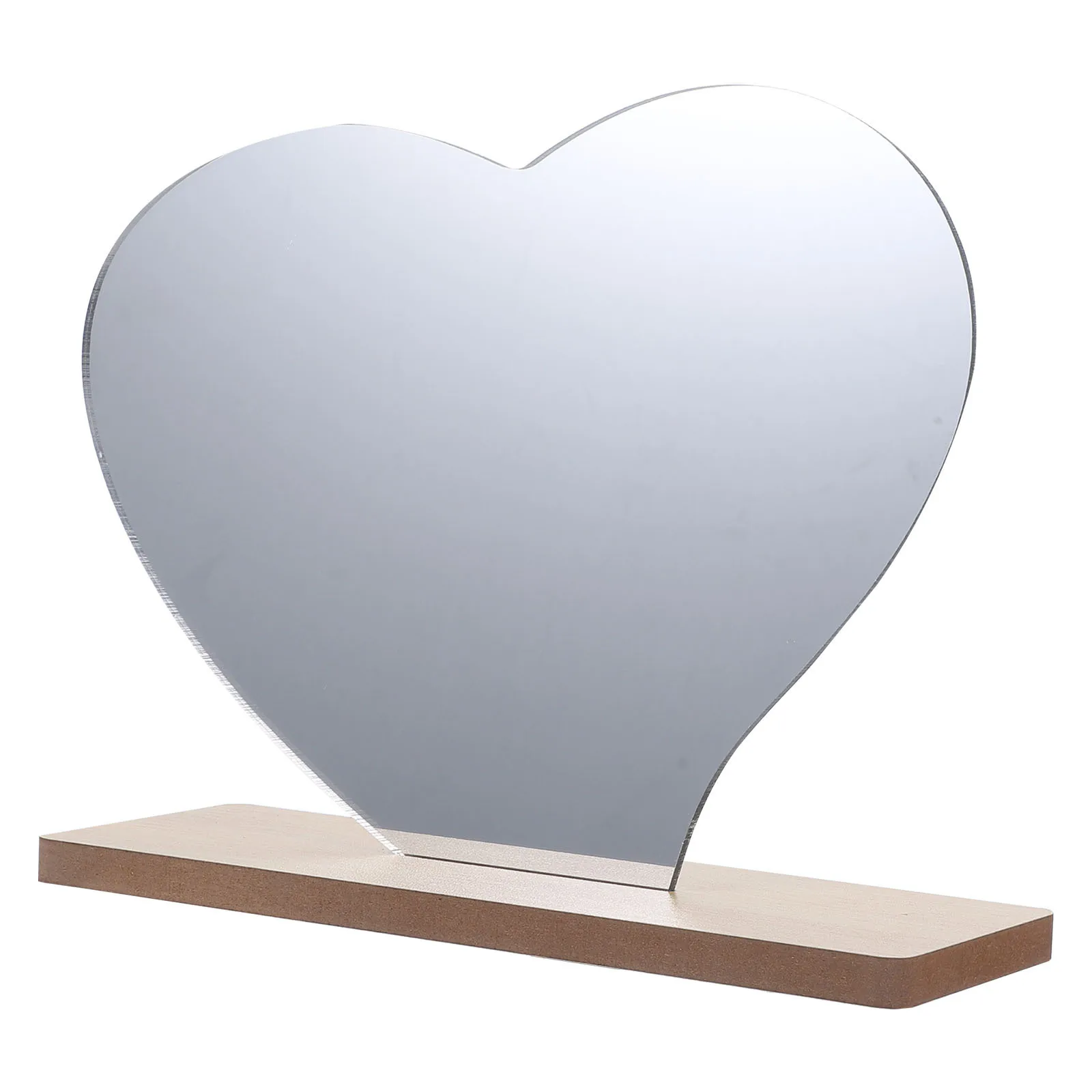 Desktop onregelmatig hart acryl make-upspiegel houten basis stabiele stijlvolle kaptafel spiegel esthetische bureau decor