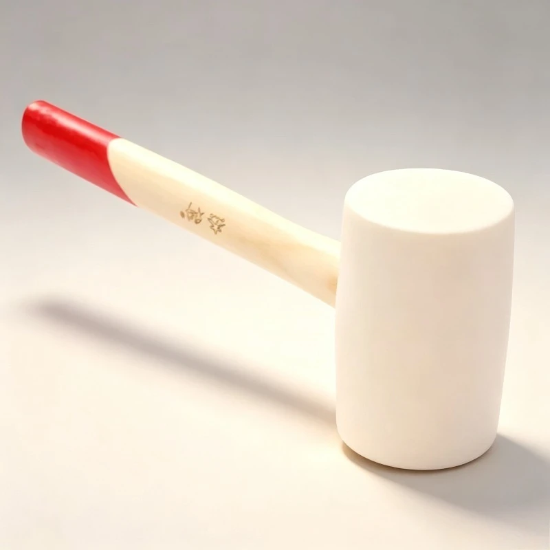 White Flat Top Rubber Mallet Non‑Rebound Large Size Rubber Hammer with Wood Handle Durable Hand Tool for Tile Floor Laying