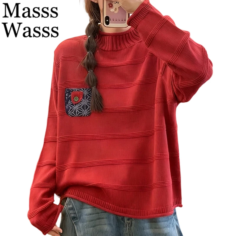 

Mass Wasss брендовая зимняя водолазка модный пуловер женские свободные повседневные теплые свитера женские классические вязаные джемперы большого размера