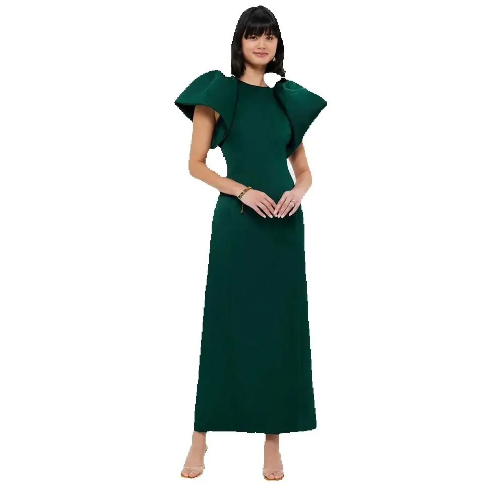 YULAN Elegant Mother's Day Party Dark Green Evening Dress 2024 Saudi Arabia Wedding Ball Guest Gorgeous Puff Sleeve Party Dress