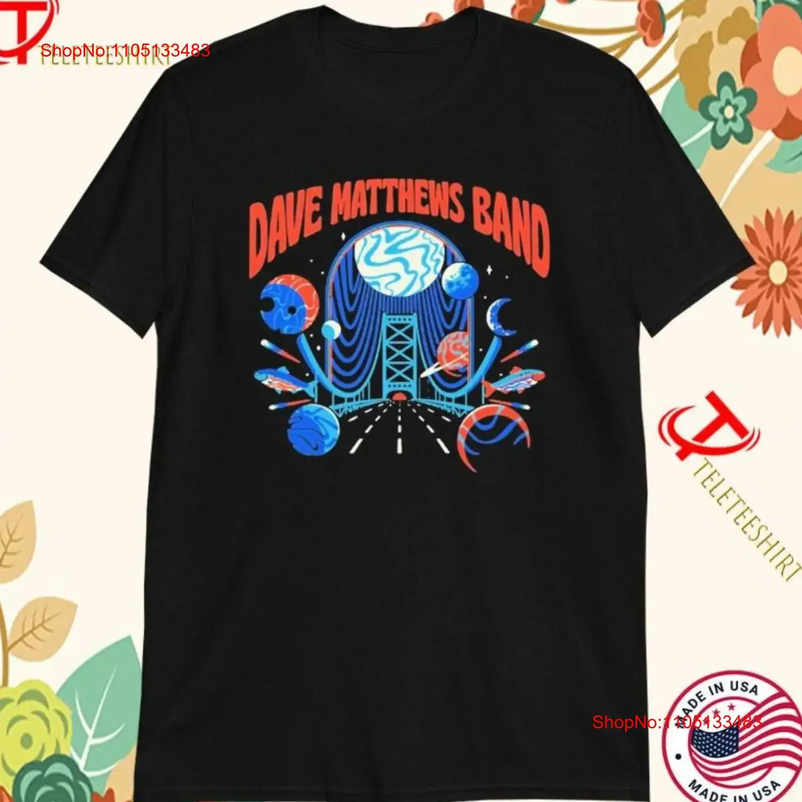 تي شيرت Dave Matthews Band Camden Nj 2024 بجميع المقاسات عتيق مغسول أنيق للجنسين جرافيك كاجوال ناعم وقابل للتنفس قليلاً #1