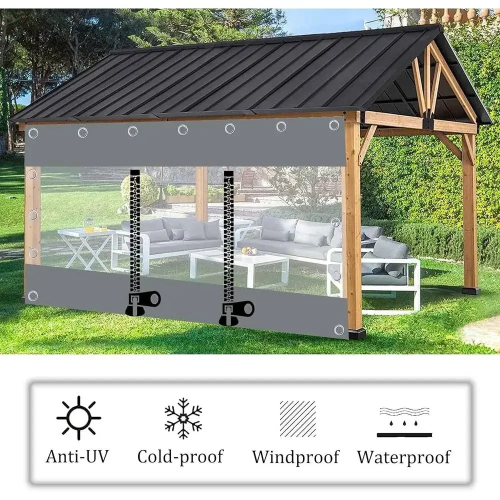 Waterproo Clear Tarp Curtains,Outdoor Pvc Transparent Tarpaulin Side Panels,With Zip,Pergola Patio Porch Gazebo Weatherproo Part