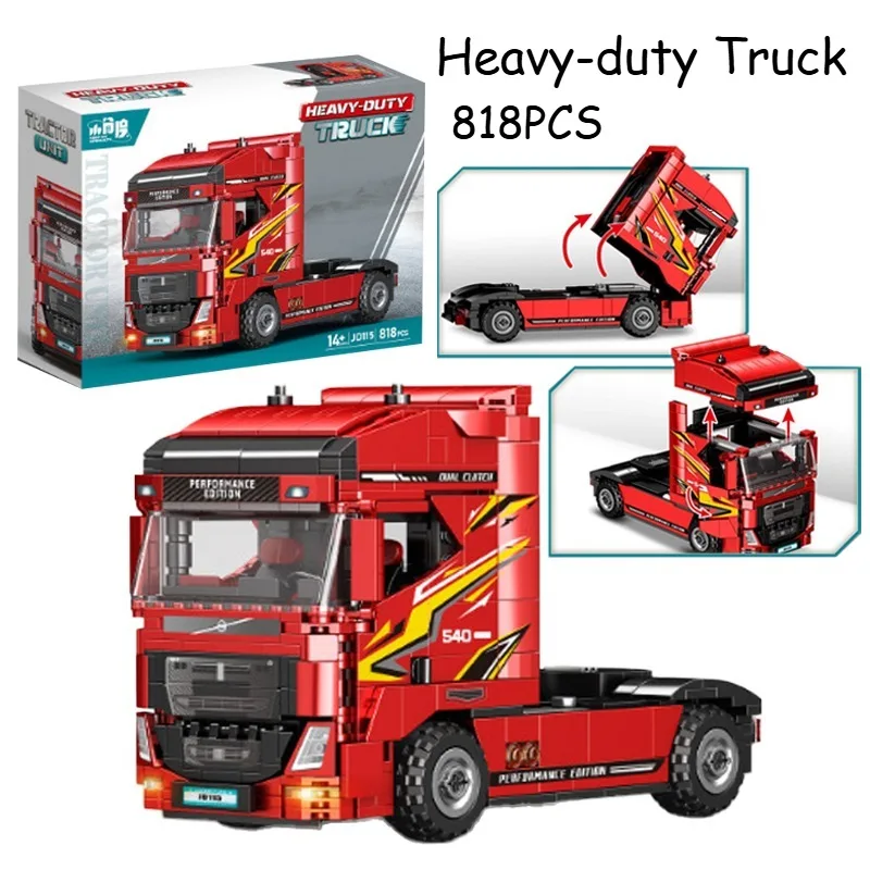 

Конструктор из 818 деталей: Тяжелый грузовик-трактор, модель транспортного средства, украшение, сборная модель из строительных блоков, игрушка-подарок для самостоятельной сборки