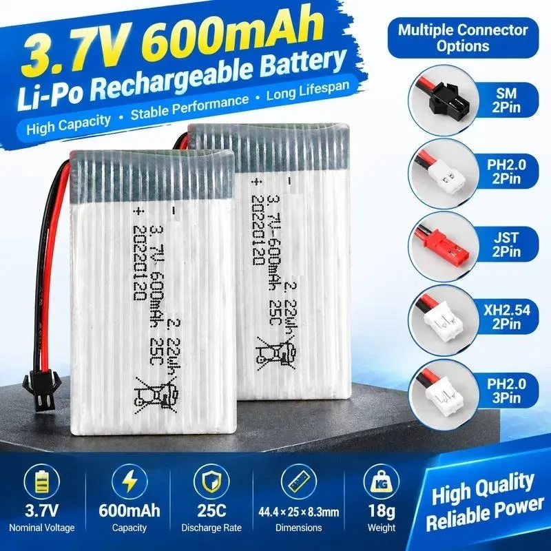 Customized 3.7V 600mAh Lithium Battery for X5C Drone Aircraft Accessories 802540P Model Aircraft Battery Replacement