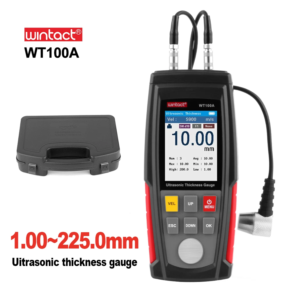 WINTACT Ultrasonic Thickness Gauge Meter Tester Steel Plate Glass Plastic Ceramic Thickness Meter Rechargeable Battery