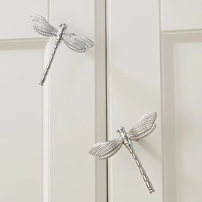 Vintage Metal Dragonfly Drawer Knobs Retro Shaped Furniture Handles for Cabinet Dresser Wardrobe DIY Home Decor Projects