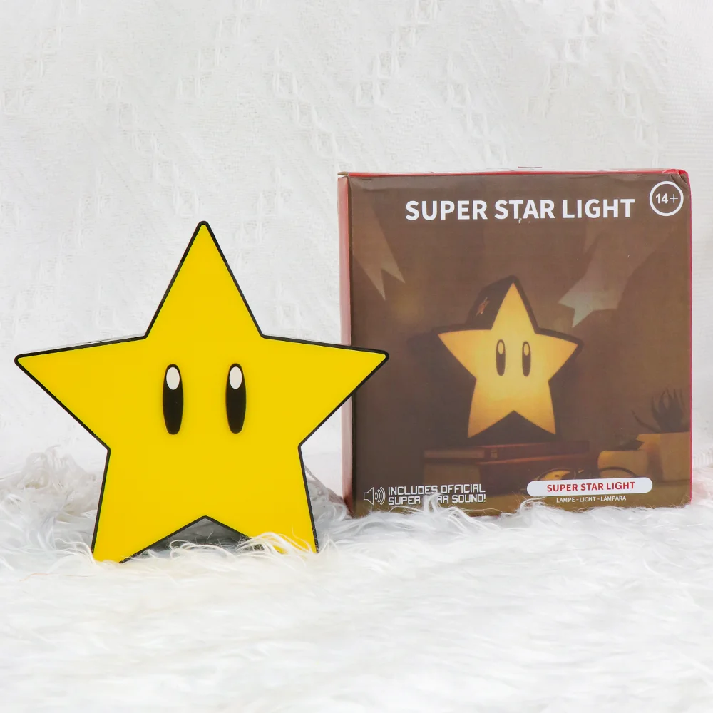 Mario Modello Figure Giocattolo Stella gialla Quadrato Punto interrogativo Luce notturna Lampada a LED Statua Bambola Ricarica che emettono il suono Regalo di compleanno