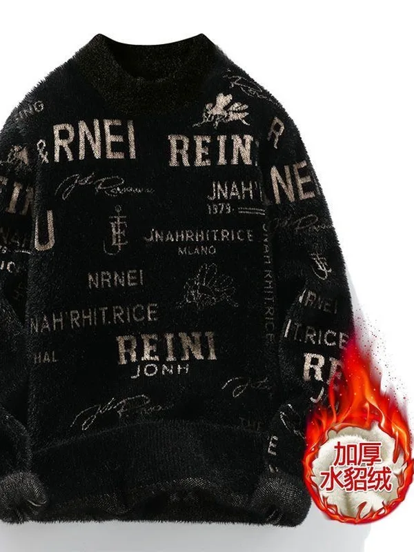 

Men's Thiened Warm Knitted Sweater f High Collar Autumn Winter Faion Loose Fit Base irt Mink Velvet Casual Sle