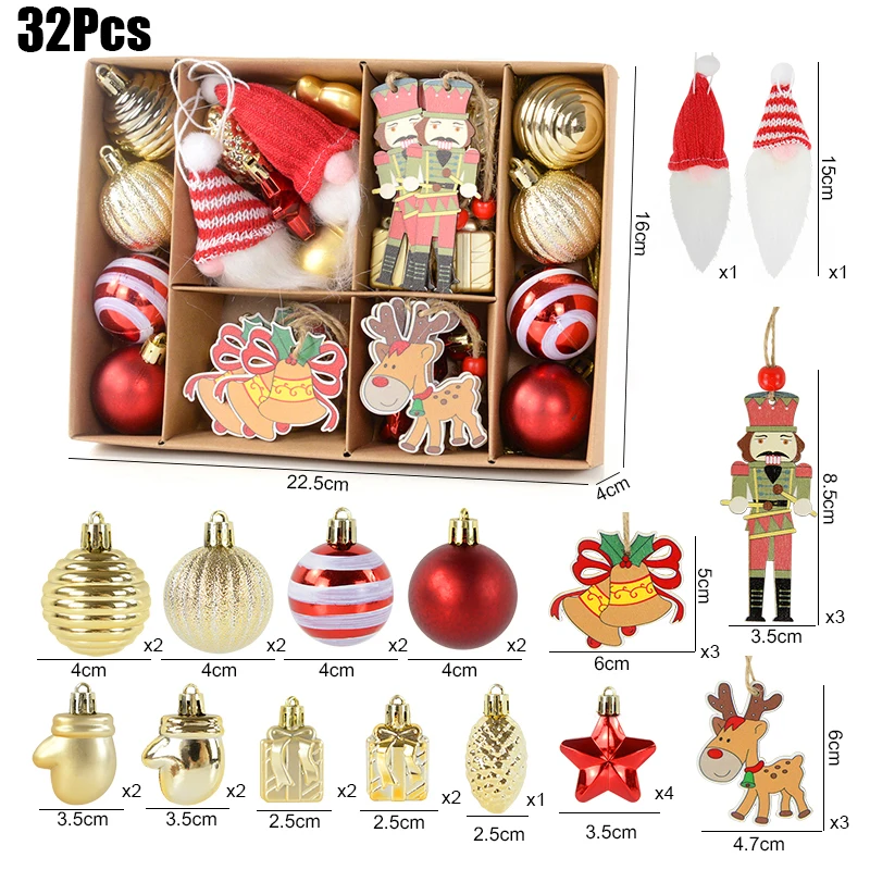 

32pcs Christmas Tree Balls Hanging Pendant Xmas Balls Ornaments Set Merry Christmas Party Decor For Home New Year 2024 Navidad