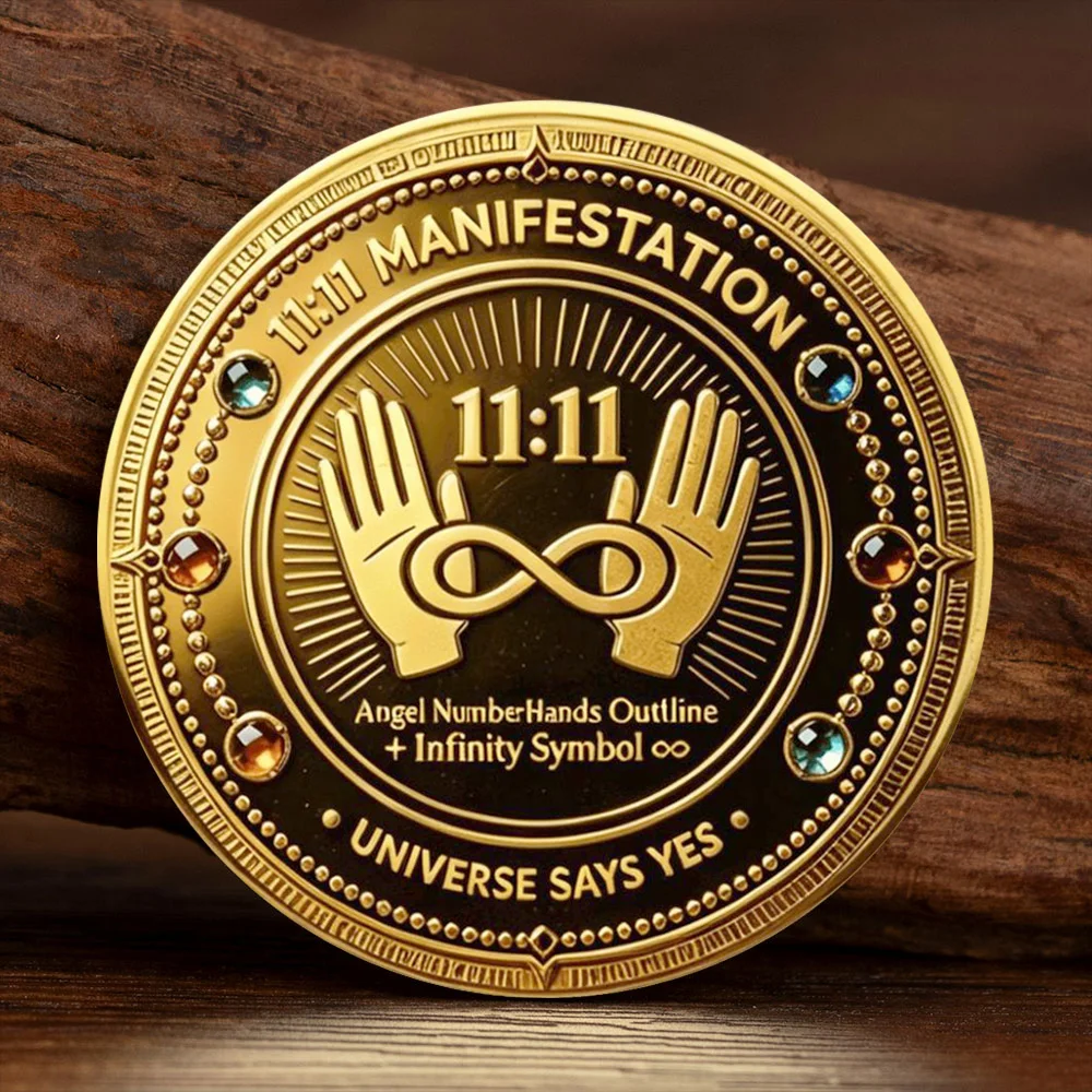 11:11 Manifestation Gold Plated Coin Wealth Abundance Souvenir Coin Infinity Symbol Collectible Medallion Gift