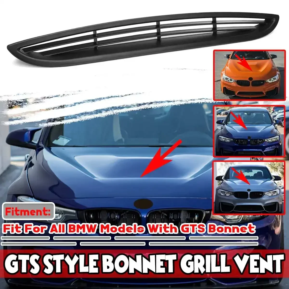 ABS 2pcs GTS Style Car Bonnet Grill Vent Air Outlet For BMW E90 E91 E92 E93 F10 F22 G20 G30 F30 F80 F82 F83 M3 M4 M5 Body Kit