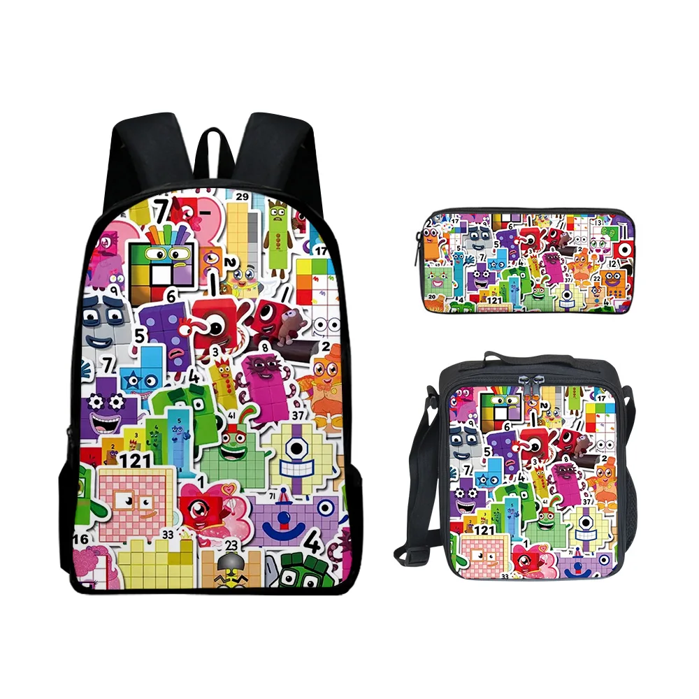 

3pcs/set Backpack 3D Cosplay Students Boys Girls Schoolbag Lunch Bag Pencil Case Travel Laptop Bag