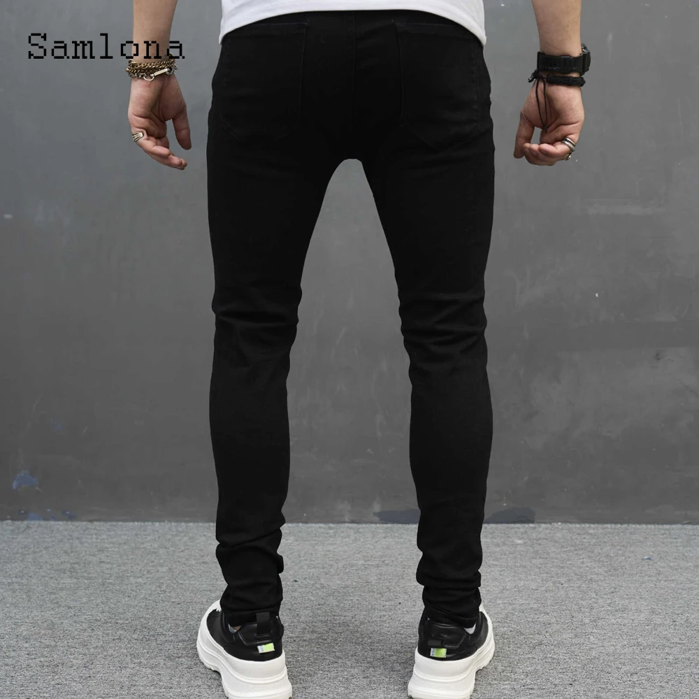 Calça jeans lápis sexy para homens, calça de rua casual, estilo europeu, buraco vintage, calça demin rasgada, roupa sexy, 2023