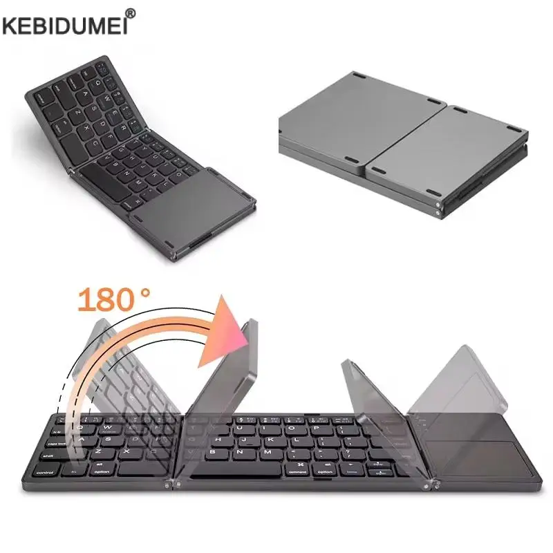 Teclado Bluetooth plegable con panel táctil para IOS Android Windows Office Mini teclado inalámbrico almacenamiento tres sistemas Universal