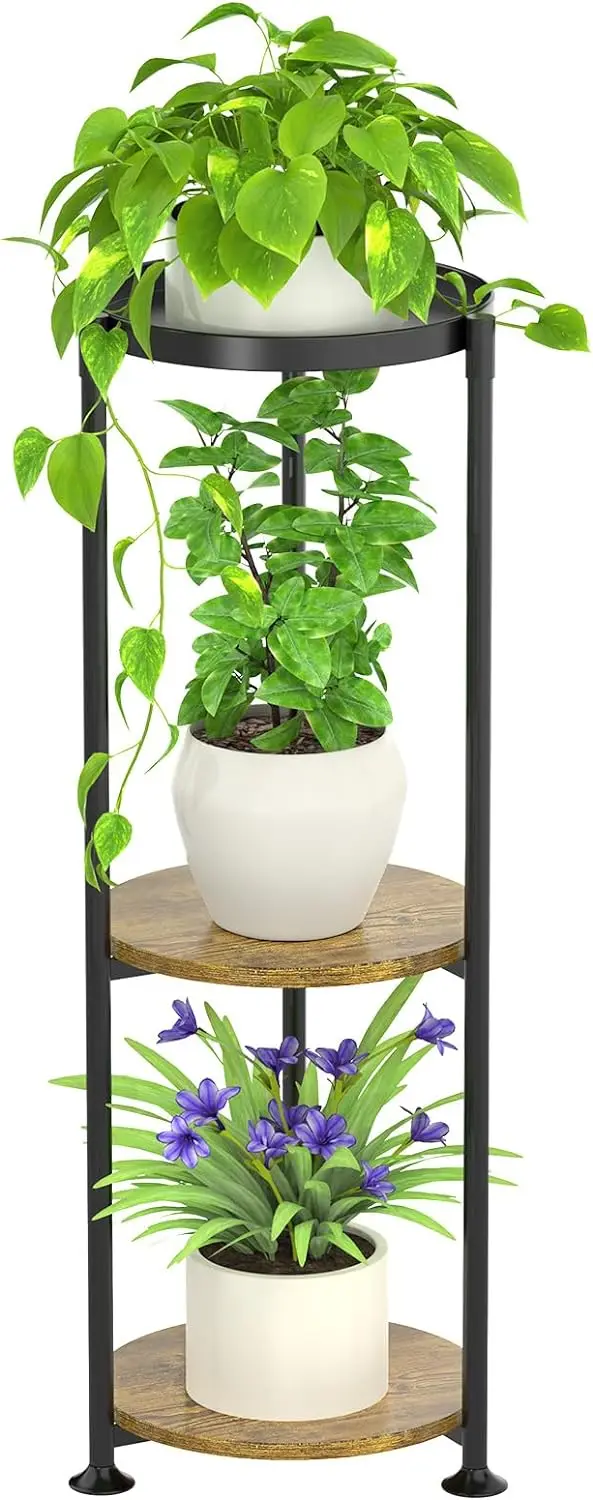 

3 Tier Tall Metal Plant Stand Indoor Outdoor, Corner Plant Stands For Indoor Plants Multiple, Heavy Duty Flower Pot Display Shel