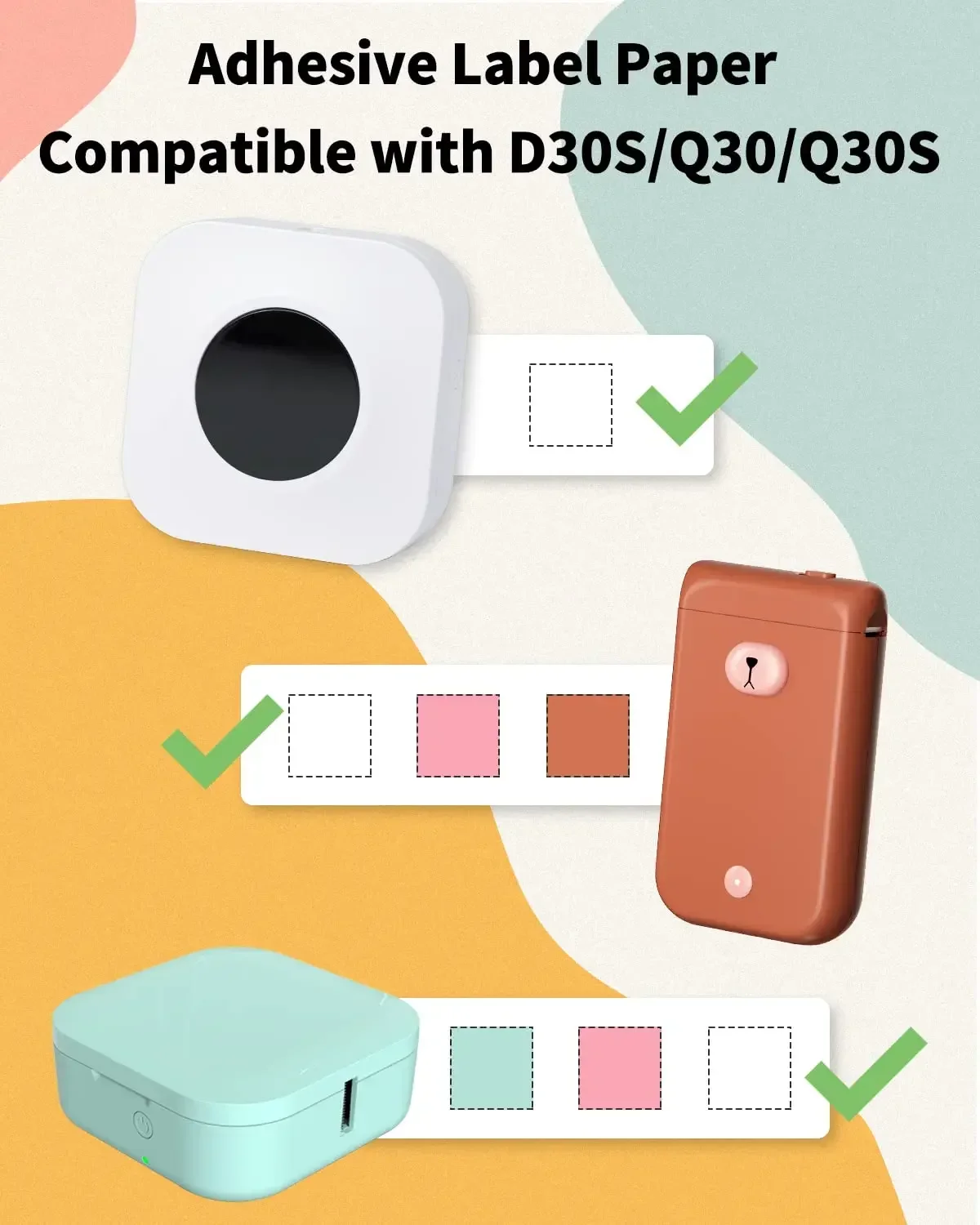3 Rolls White Self-Adhesive Thermal Label Paper Sticker Tape, Replacement Consumable Rolls Specially Compatible with Phomemo Q30