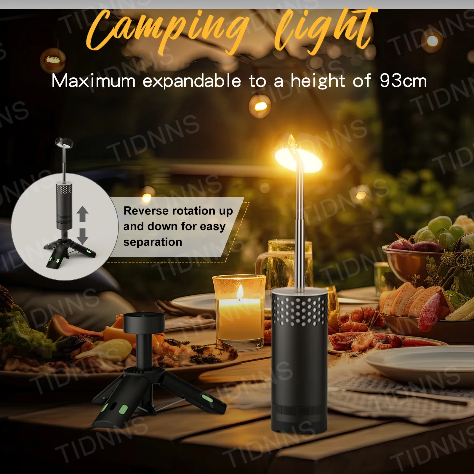 Outdoor Camping LED Telescopic Flashlight with Tripod Nuts Multifunctional Rechargeable Retractable Torch Light Table Lamp