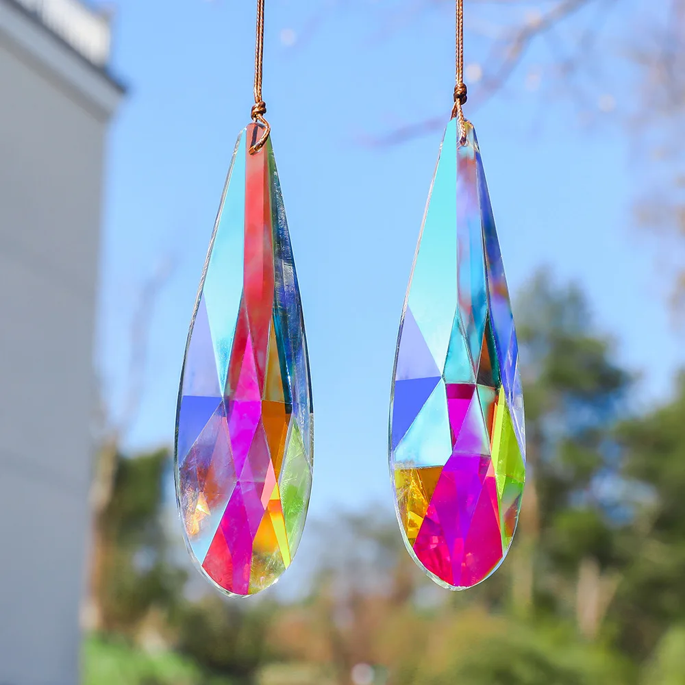 

Camal 120mm 1Pcs Colorful Crystal Suncatcher Prisms Pendant Glass Rainbow Window Garden Hanging Decor Chandelier Parts DIY Gift