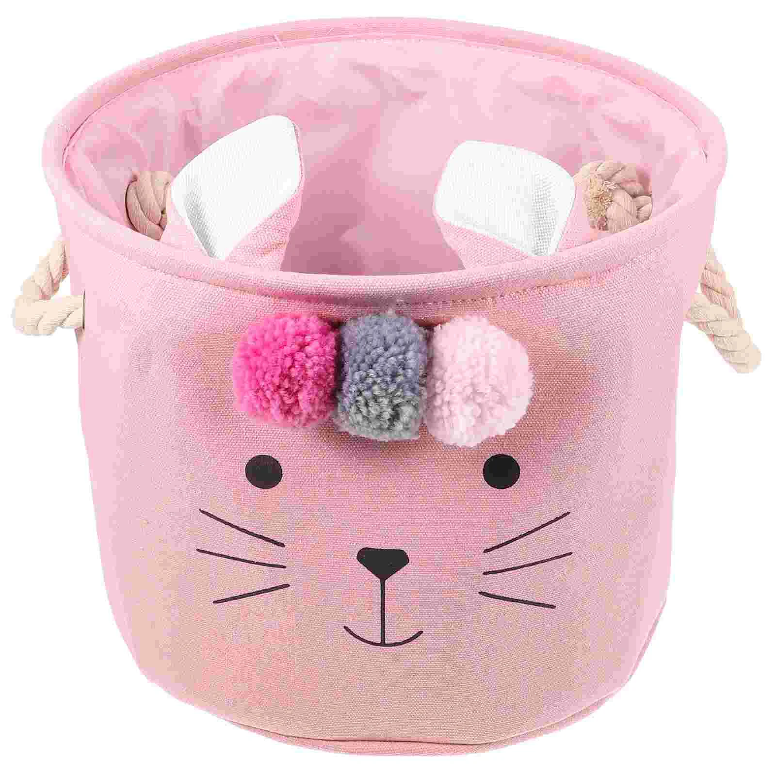 

Pink Cat Fur Ball Storage Basket Bathroom Collapsible Laundry Baskets Cute Clothes Hamper for Nursery See Description Mother