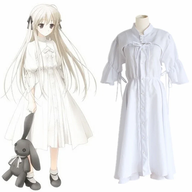 Anime Yosuga no Sora Kasugano Sora Cosplay Costume White Sweet Lolita Dress Halloween Grey Bunny Girls Cosplay Party Costume OA3