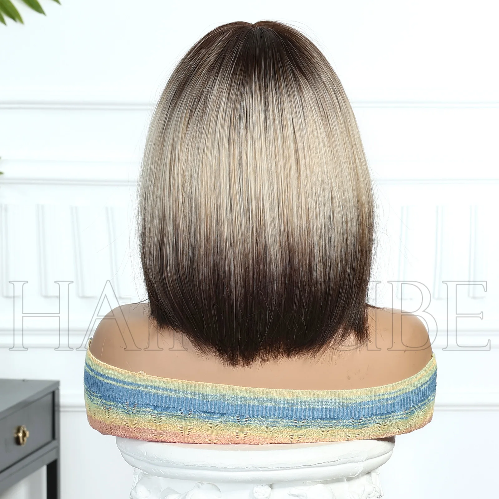 Wig headgear bobo European and American gradual change straight hair headgear hot Bobo Qi bangs short straight hair