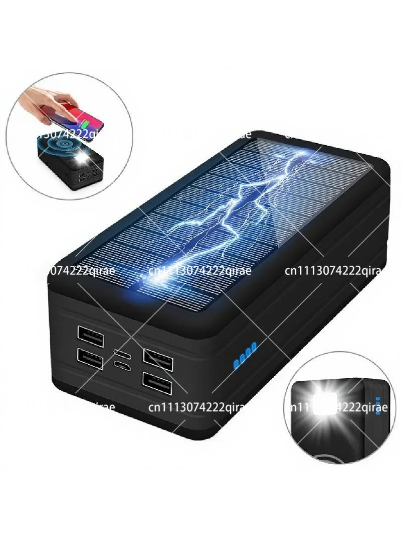 Private Mold 50000 MAh Solar Wireless Power Bank Large Capacity Outdoor with Camping Light Mobile Power Supply Factory
