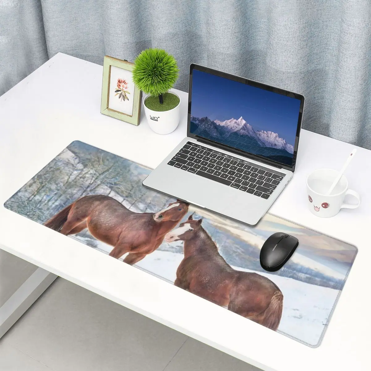 Large Mouse Pad Horses With Snow And Sunset Hills Gamer PC Laptop Mats Keyboard Carpet Computer Gaming Desk Mat