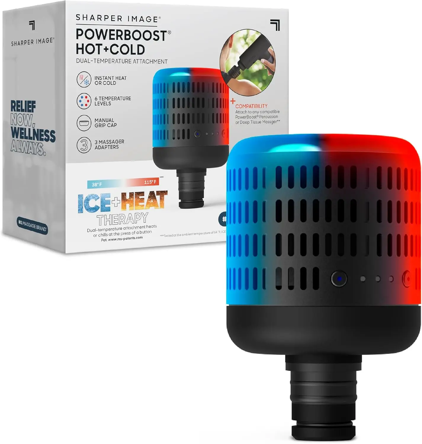

Dual-Temperature Massage Gun Attachment: Hot & Cold Therapy, 6 Levels, Compatible with Powerboost Guns