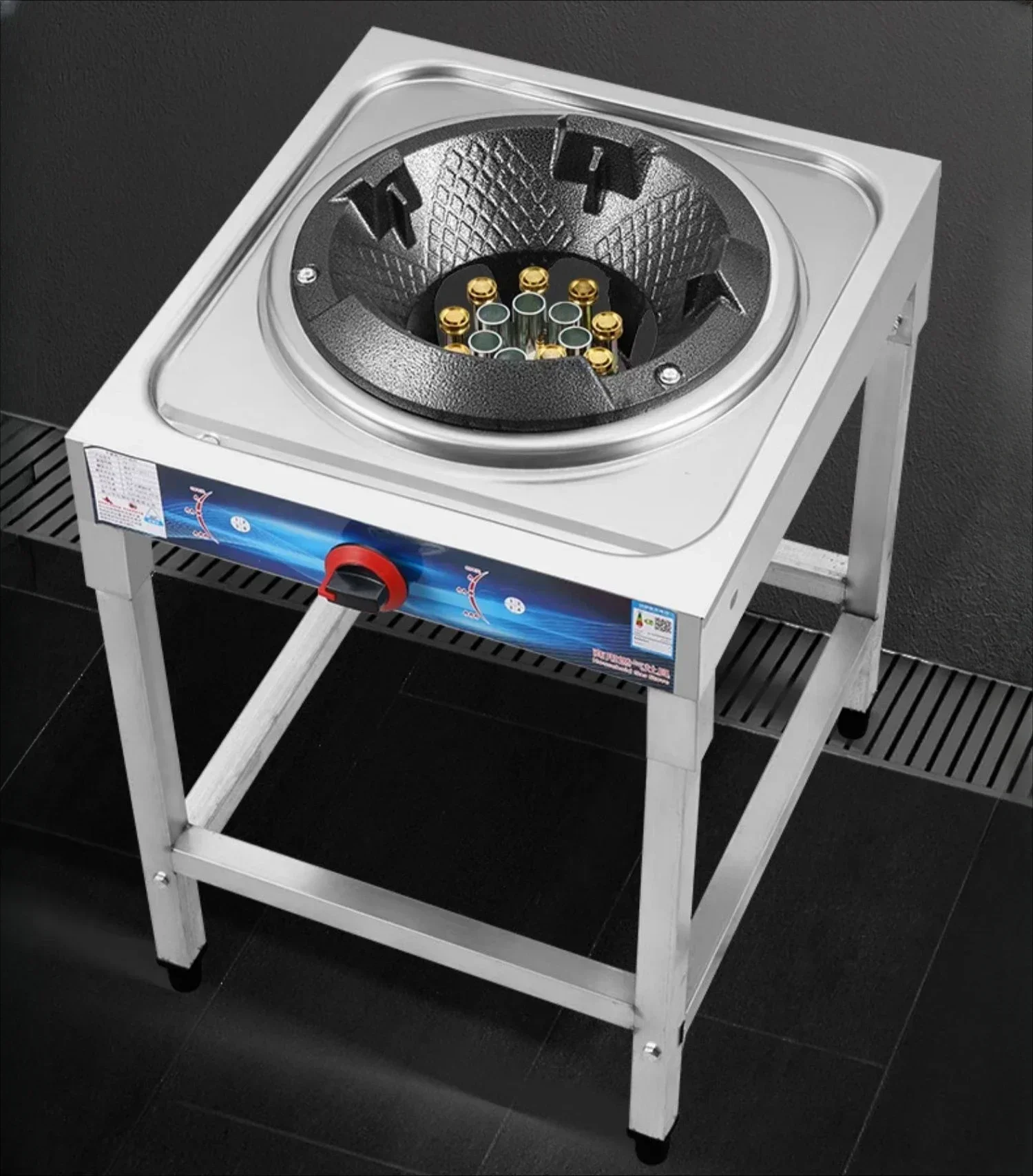Commercial Stainless Steel Gas Single Stove: Low Pressure, Fierce Fire, Flameout Protection.