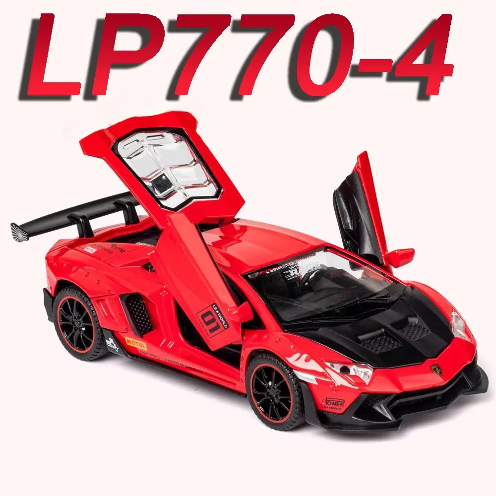 

1:32 Lambor LP770-4 Metal Diecasting Models Sports Cars Toys 4 Doors Can Opened Wheel Pull Back Police Car Boys Festival Present