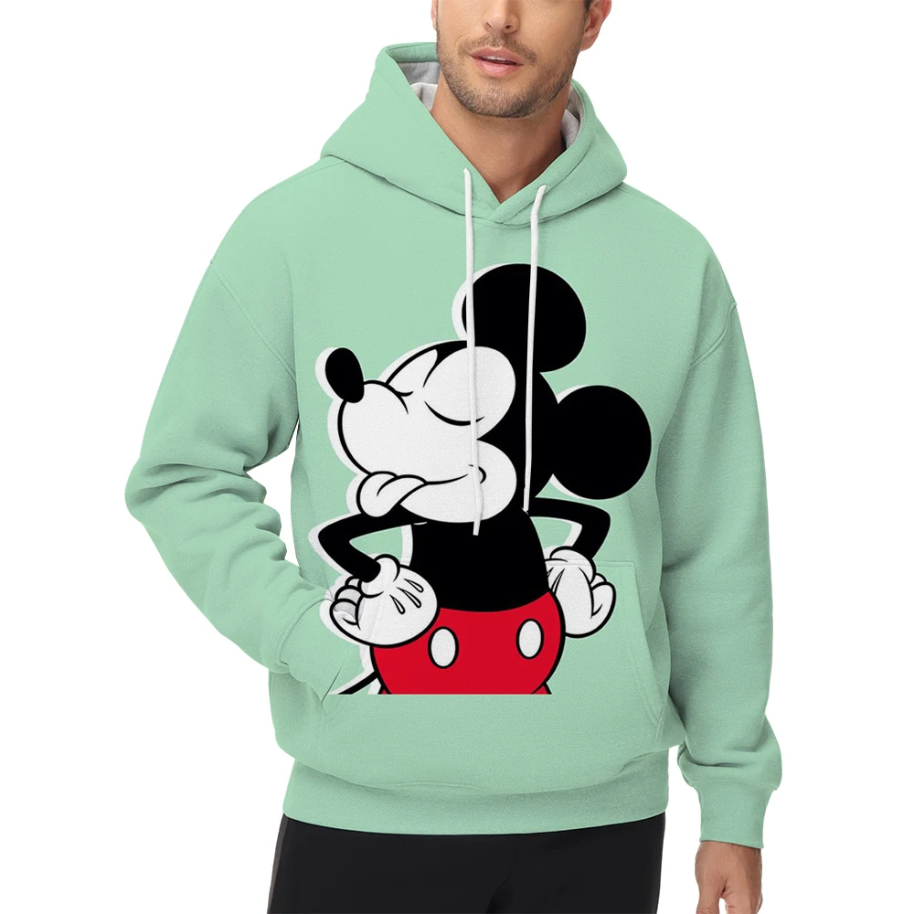 سويت شيرت رجالي للخريف والشتاء كاجوال فضفاض مطبوع عليه ديزني ميكي ماوس بأكمام طويلة ورقبة دائرية #2