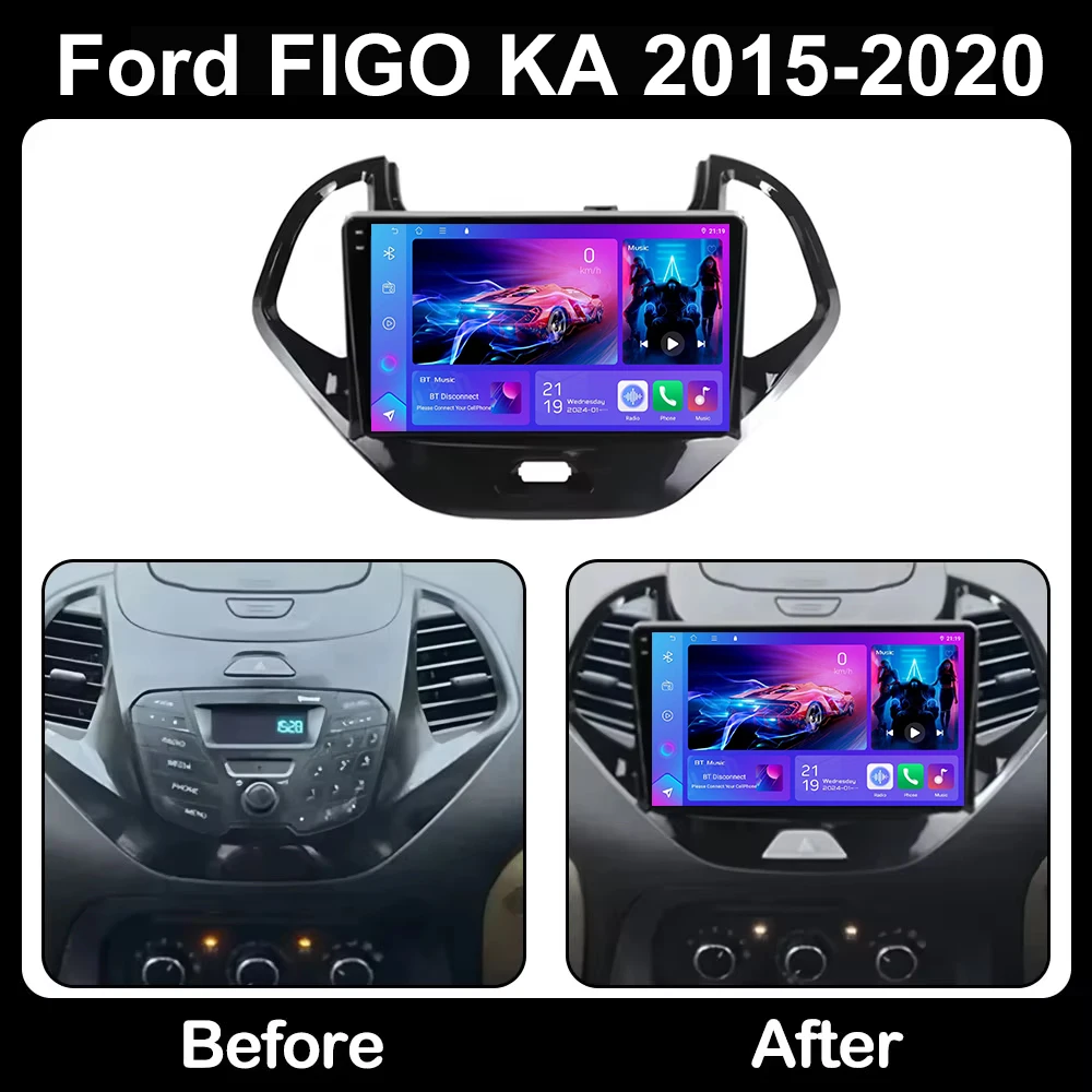 Android Car Radio Stereo Multimedia Player For Ford FIGO KA 2015 2016 2017 2018 2019 2020 Navigation Wireless Carplay Head Unit