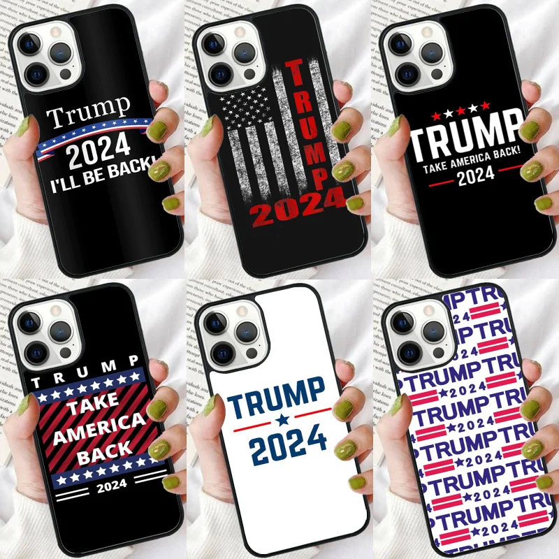 Casing handphone Trump 2024, pelindung cangkang Bumper lembut untuk iPhone 16 15 14 plus XR XS 11 12 13 Pro max