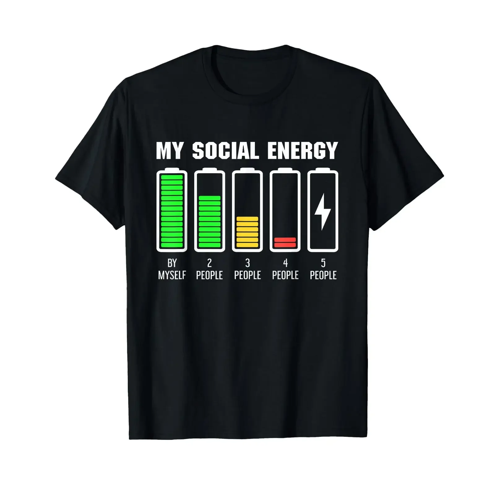 My Social Energy Low Battery Funny Introvert Anti Socialist T Shirt black vintage Washed Stretched Comfortable Casual