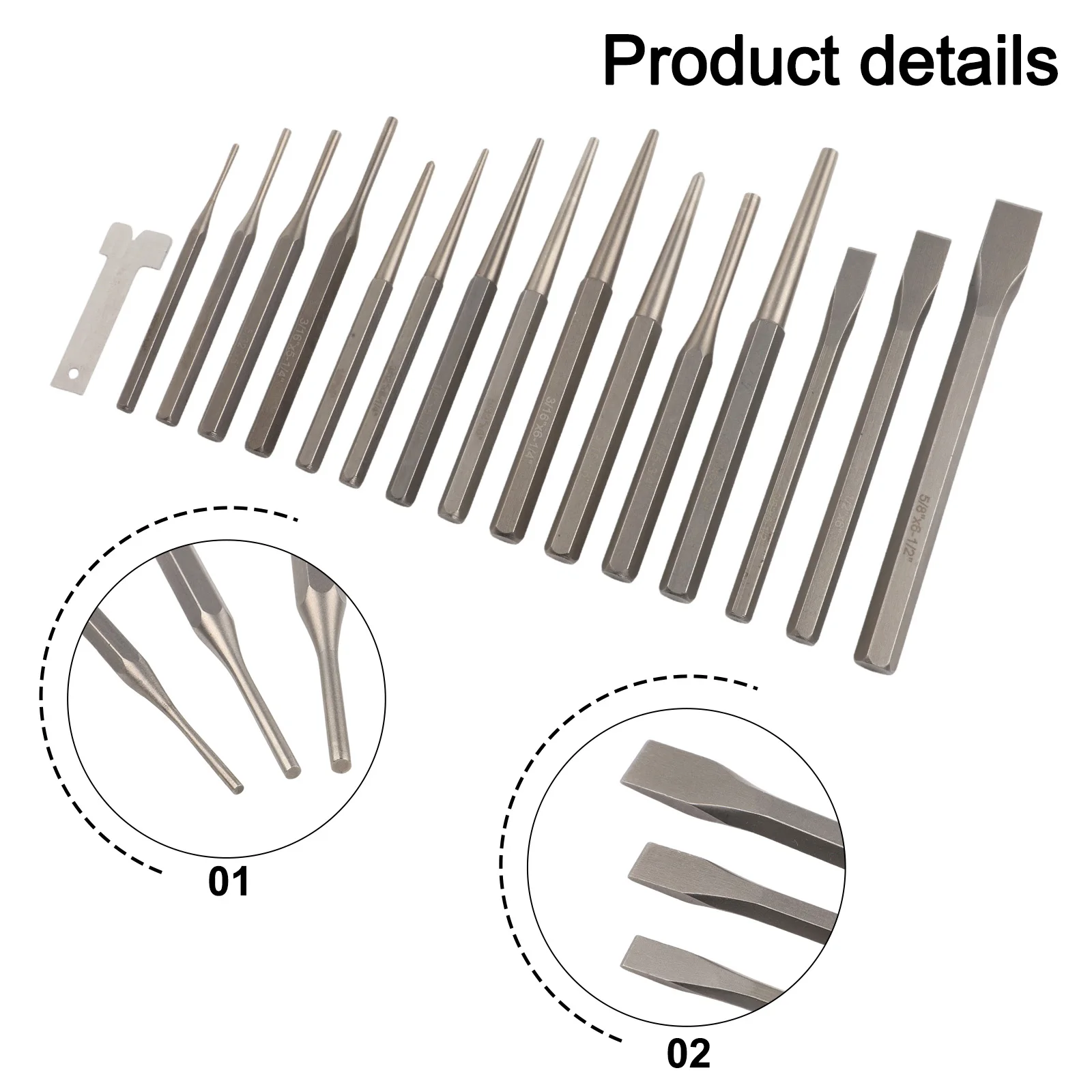Metal Tools Chisel Set Workshop Tools 12 Pieces Brand New Hanging Eyelets Metal Material Multi-purpose Storage Solution