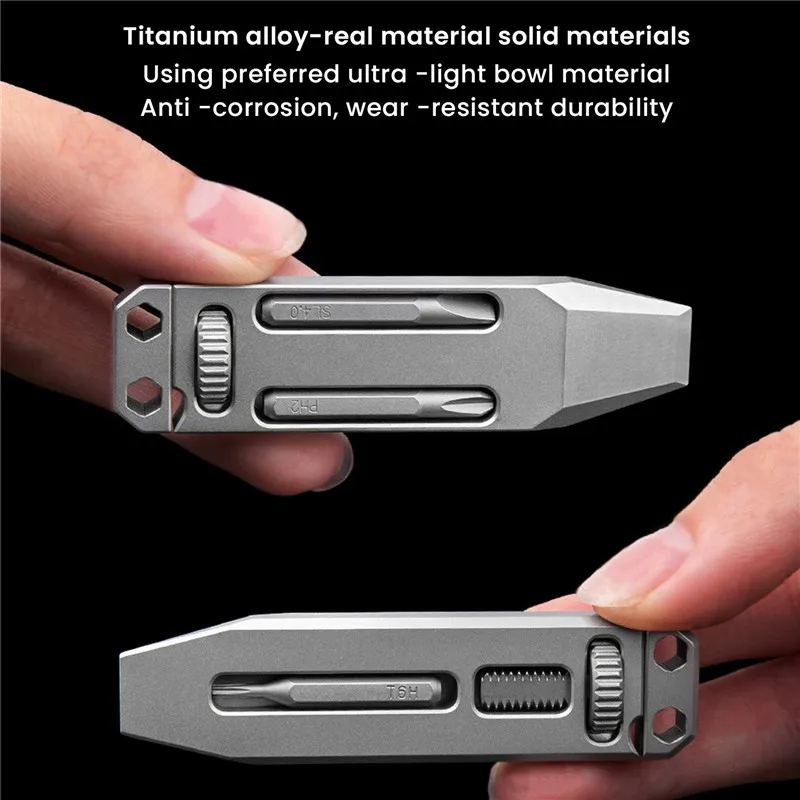 Titanium Alloy Mini EDC Wrench Multifunctional Pry Bar Bottle Opener Portable Keychain Pocket Tool Accessory Screwdriver