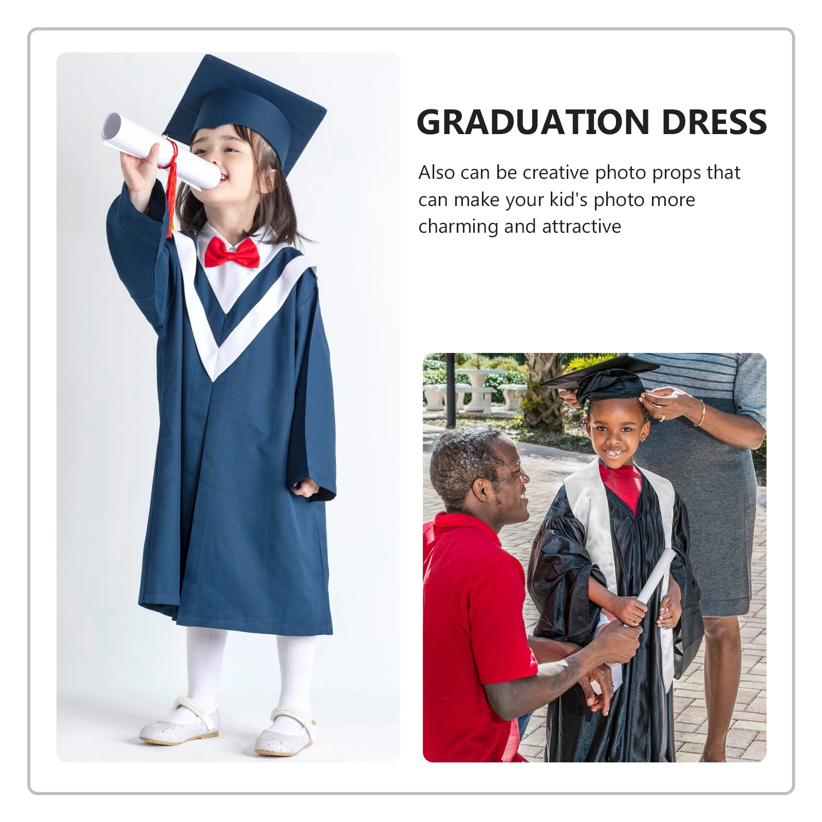 

1 set 1 Set Kids Hat Lightweight Comfortable Preschool Kindergarten Costume Party Dressing Outfit Child Doctoral Cap Gown Tassel