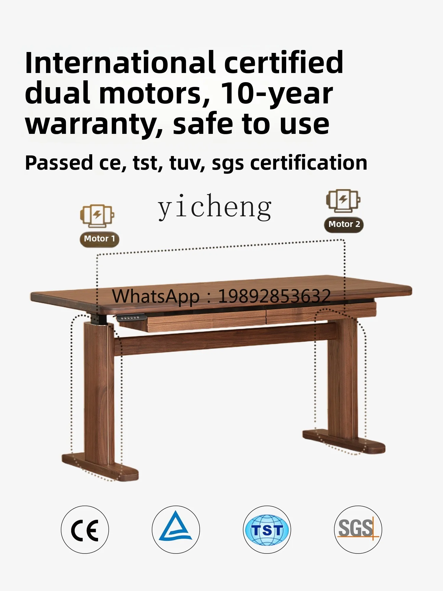 A1  lifting desk black walnut North American electric solid wood lifting table computer desk lifting
