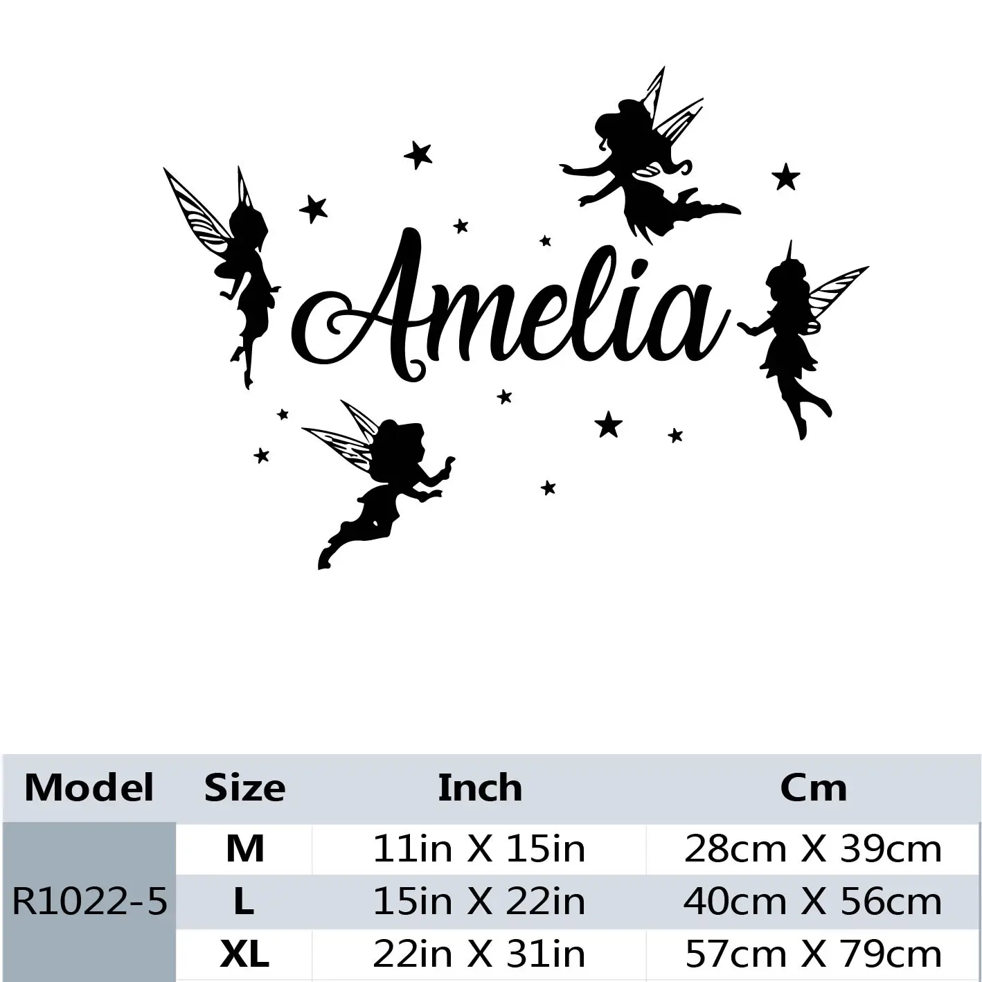 

1 pc hot sale fairies Custom name Wall Sticker Wall Decal Sticker Home Decor For Kids Rooms Decoration Vinyl Mural Decal