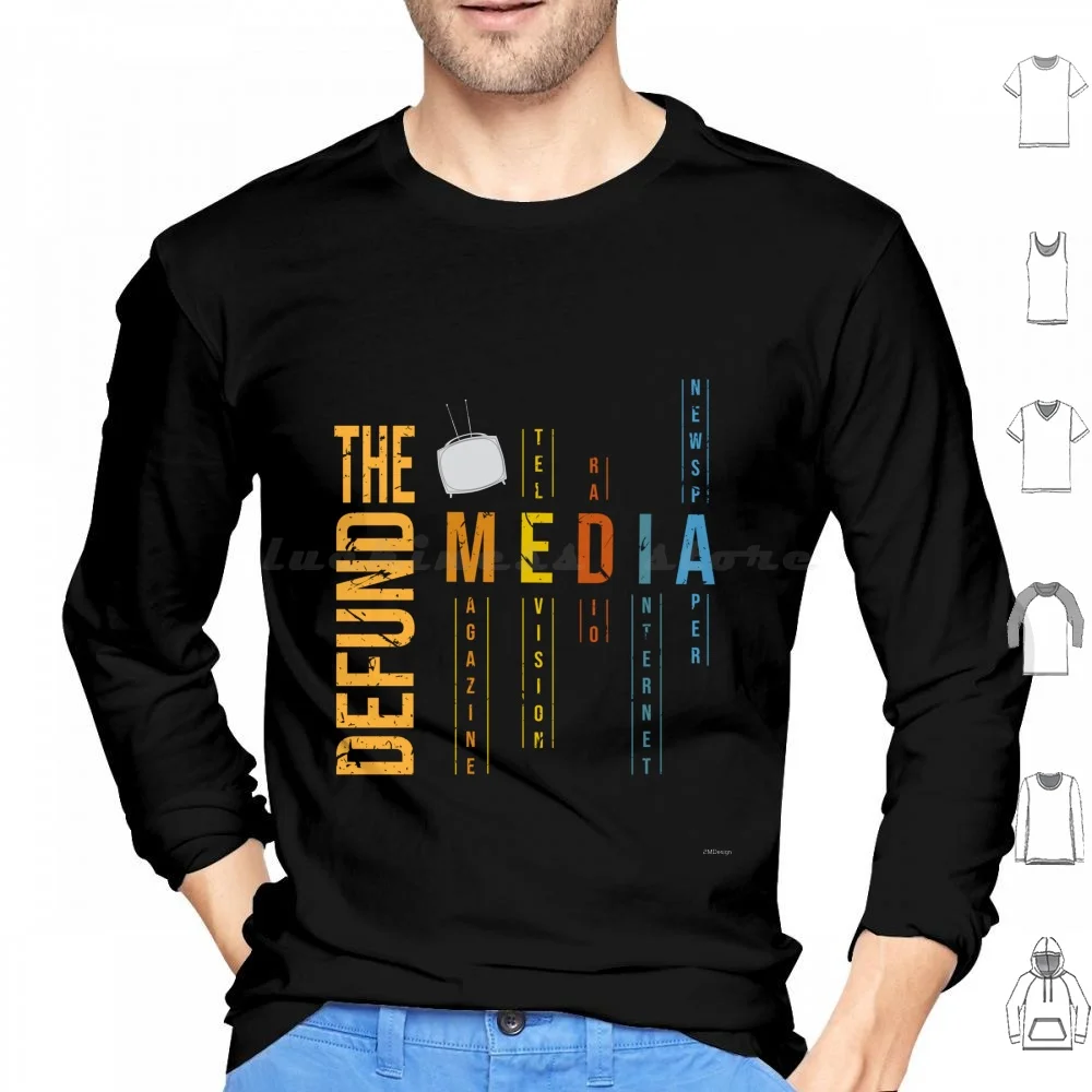 

Vintage Defund The Media Fake News Political Protest Hoodies Long Sleeve Defund The Media 2020 Fake News All Against