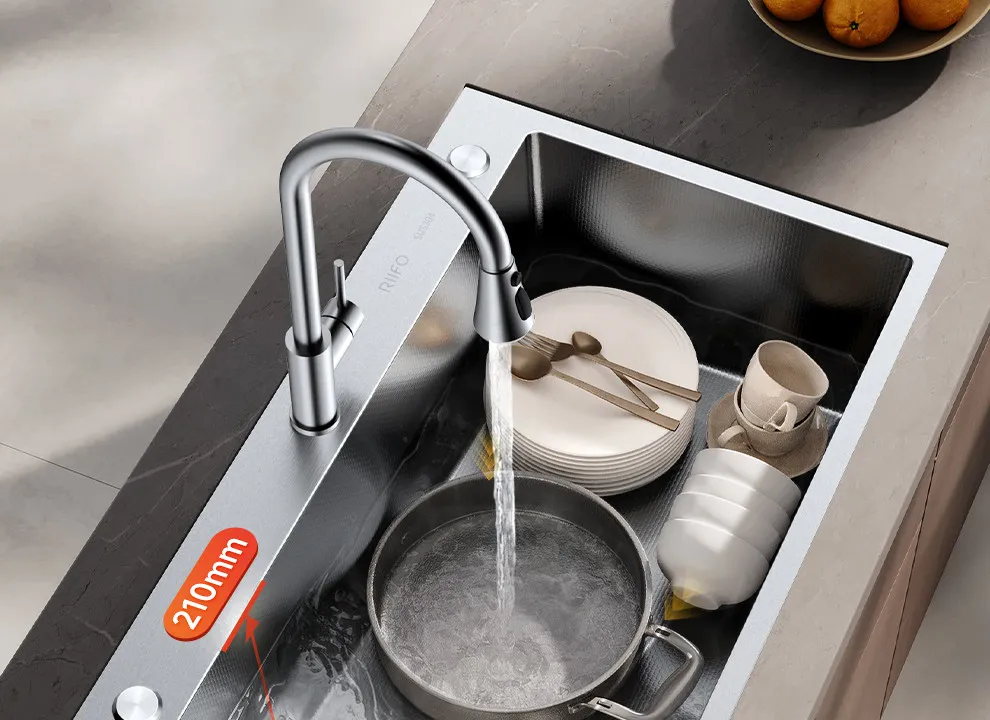 Vegetable basin Large single slot Stainless steel under-counter basin Dishwashing sink Household sink