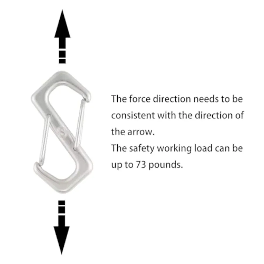 SHON على شكل سلك بوابة حلقة تسلق 21 3 "مزدوجة الوجهين S المفاتيح كليب الفولاذ المقاوم للصدأ S مقاطع حلقة تسلق مزدوجة #6