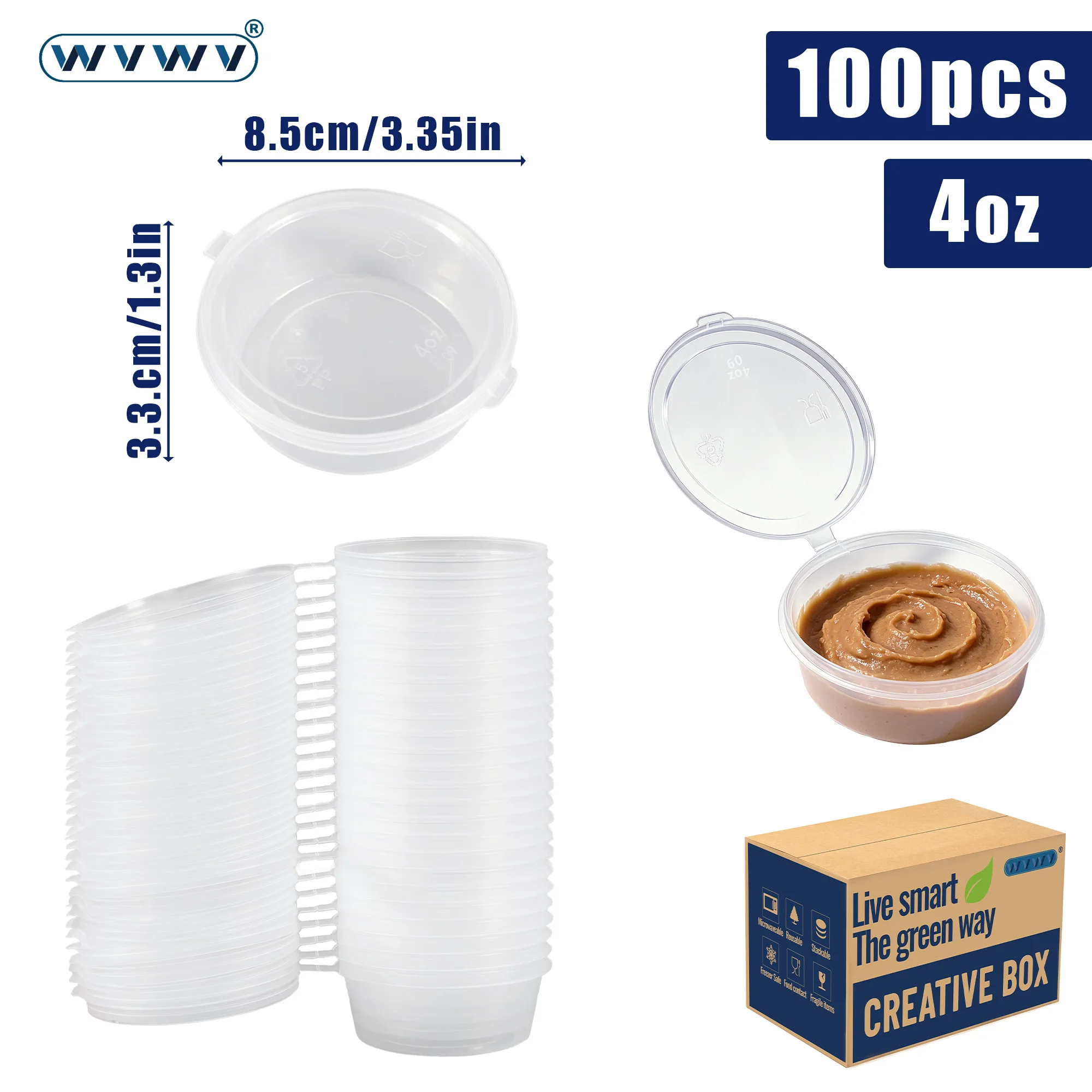 100er-Pack auslaufsichere Mini-Behälter aus Kunststoff mit Klappdeckeln, geeignet für die Aufbewahrung von Ketchup, Salatdressing, Milchshakes, für Camping im Freien, Feiertagspartys, Familientreffen und können auch zu – Detail 6