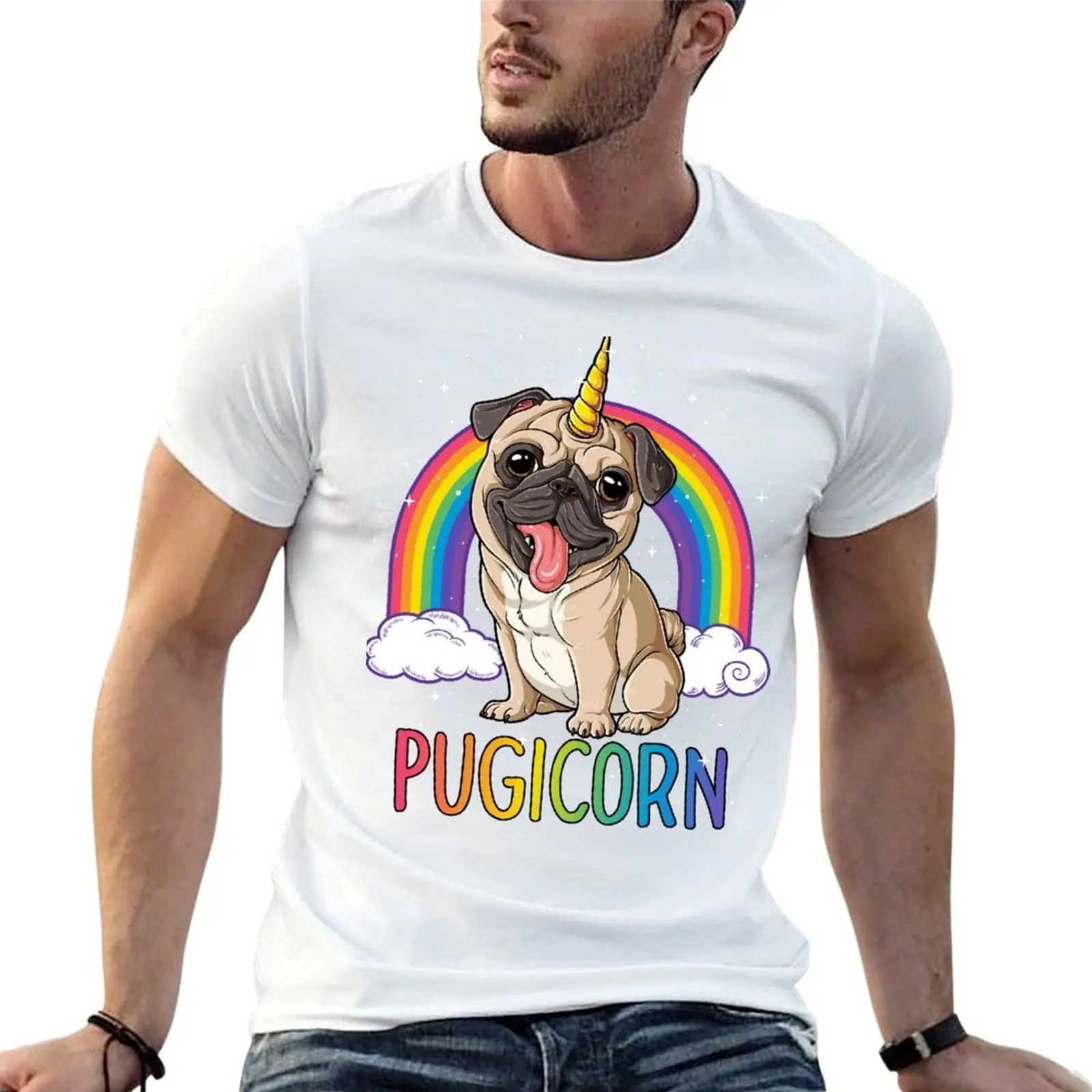 

Pugicorn Pug Unicorn T shirt Kids Women Space Galaxy Rainbow T-Shirt graphic t shirts for man man tshirt T-Shirt