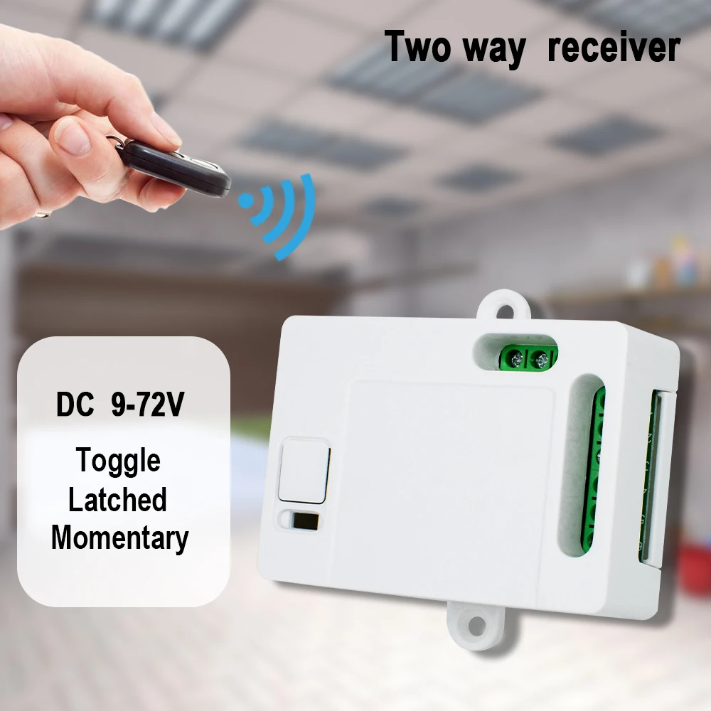 With Limit Switch DC 9-72V 12V 24V Garage Gate Door Receiver 2 Relay Door Opener & 433MHz Handheld Transmitter Learning Code