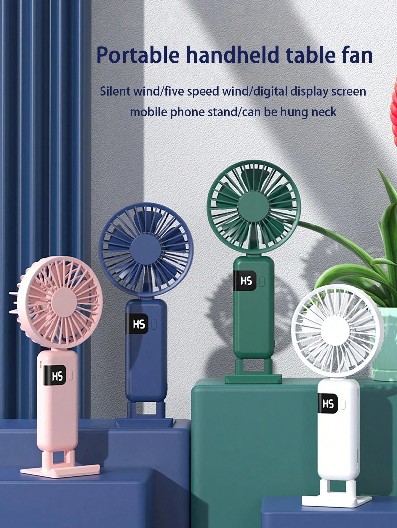 Small Pocket Fan With 5 Speed Multi Functional Mini Fan With LED Display Light Weight Personal Fan For Summer Outdoor