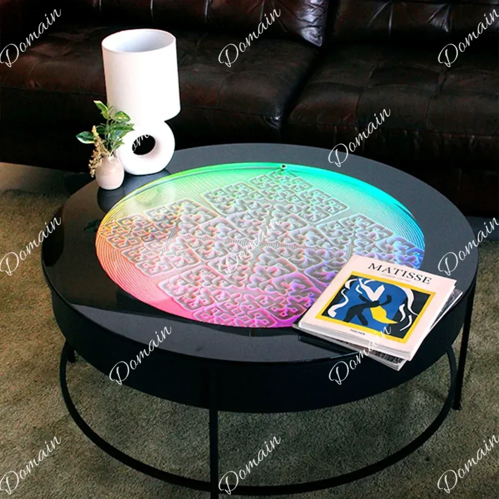 EO s Automatic Sand Art Coffee Table, Magnetic Ball Quicksand Dynamic Art, Kinetic Meditation Sand Sculpture Round Table
