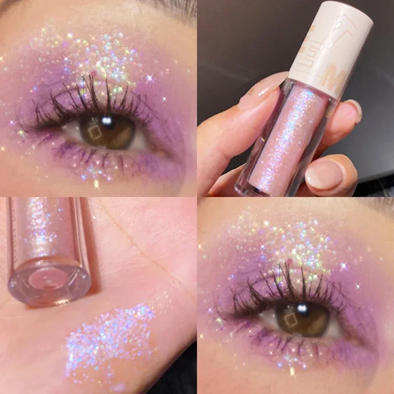 1 Stuks Parelmoerachtige Vloeibare Oogschaduw Sterren Gebroken Diamanten Glitter Oogschaduw Waterdichte Pailletten Liggend Zijderups Oogmake-Up Cosmetisch